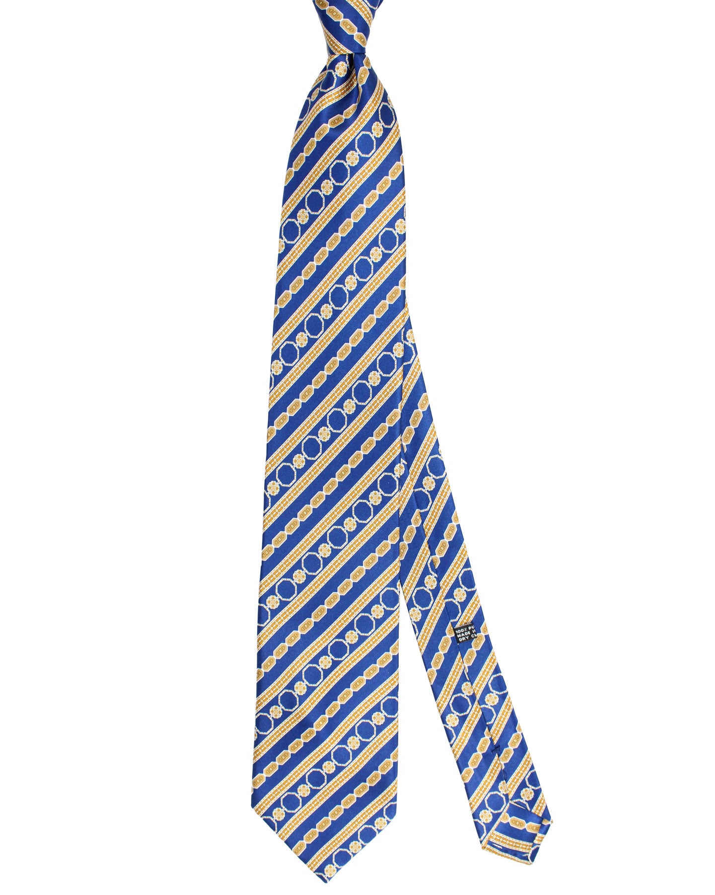 Stefano Ricci Silk Tie Royal Blue Mustard Stripes