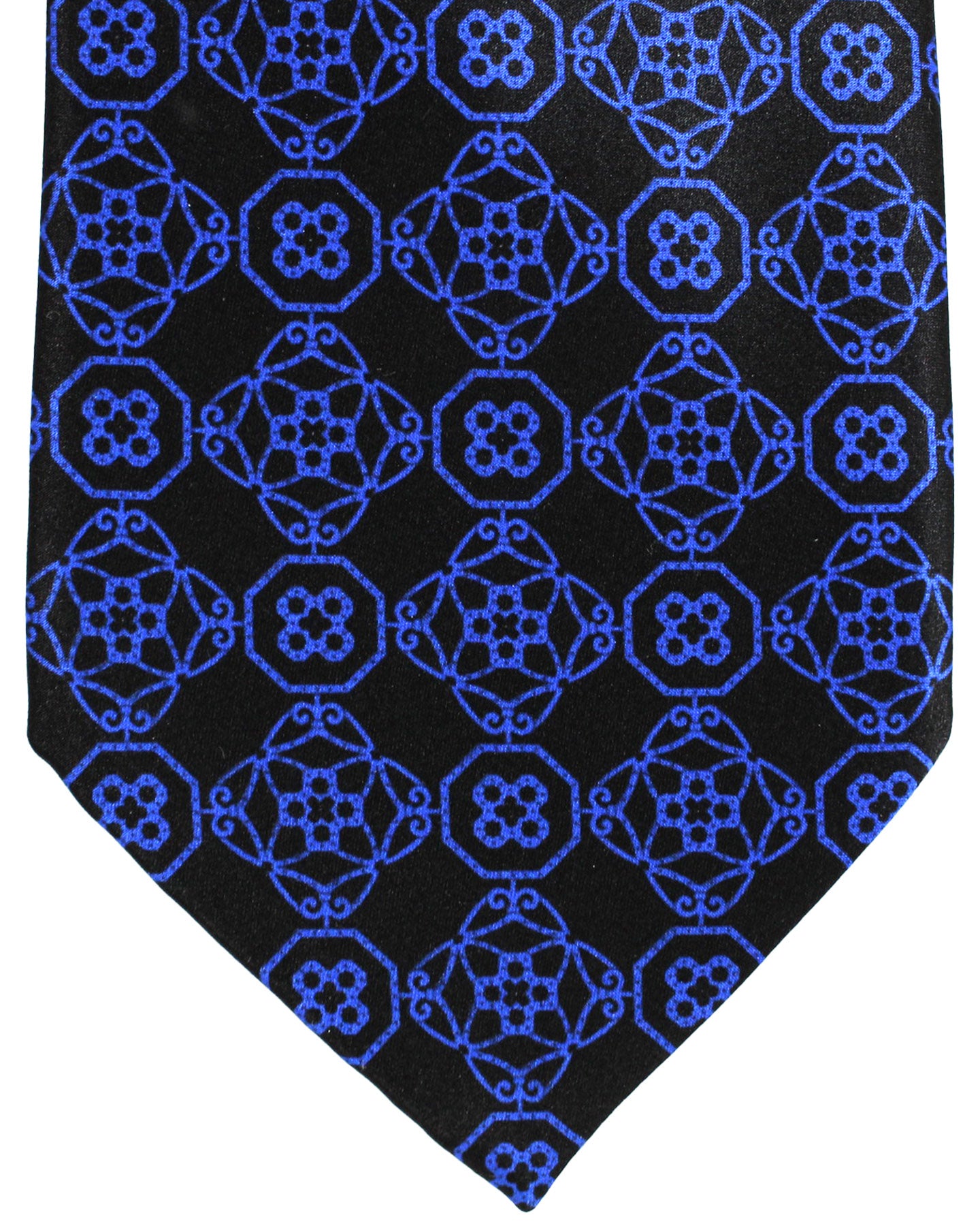 Stefano Ricci Silk Tie Black Royal Blue medallions