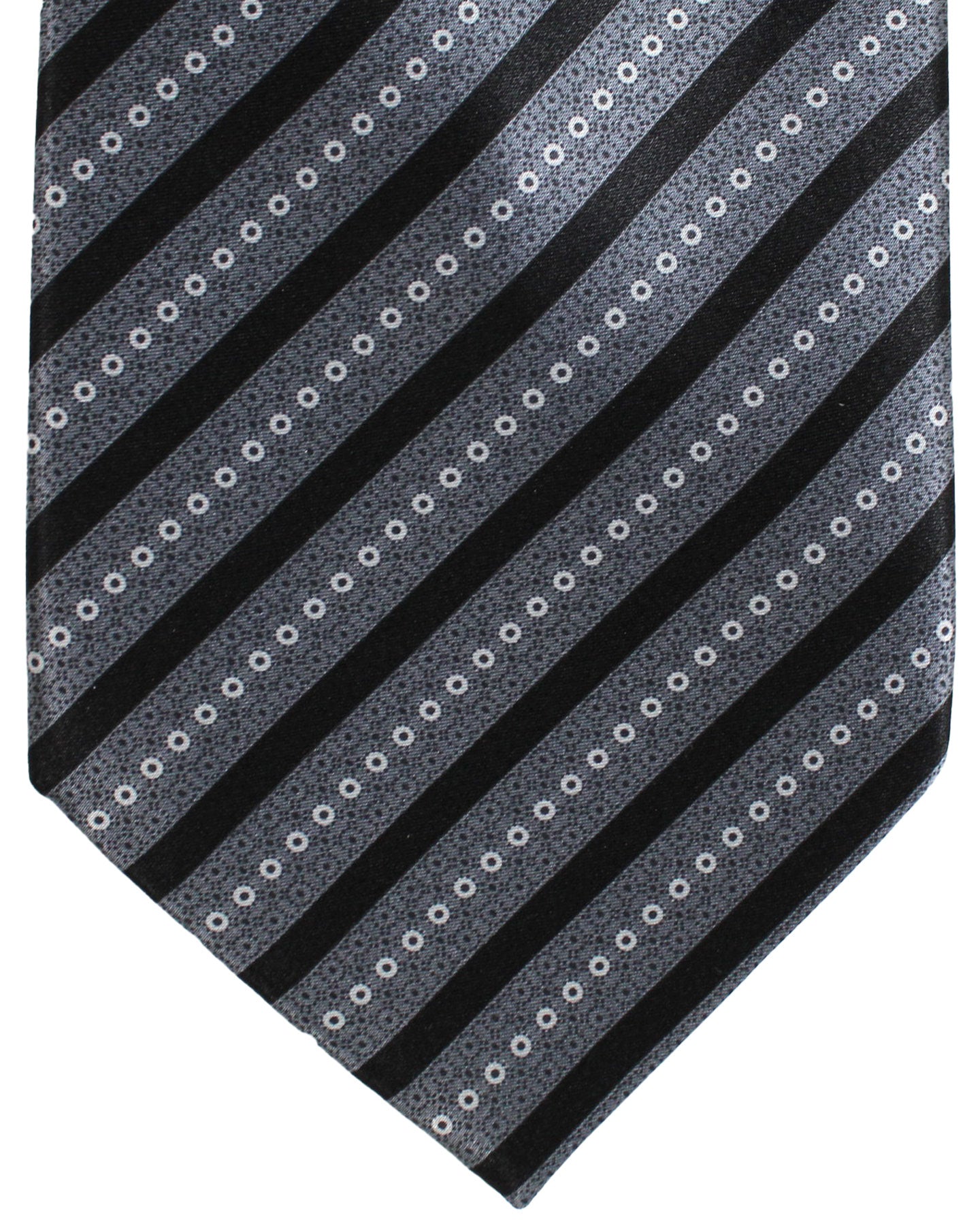 Stefano Ricci Silk Tie Gray Black Stripes