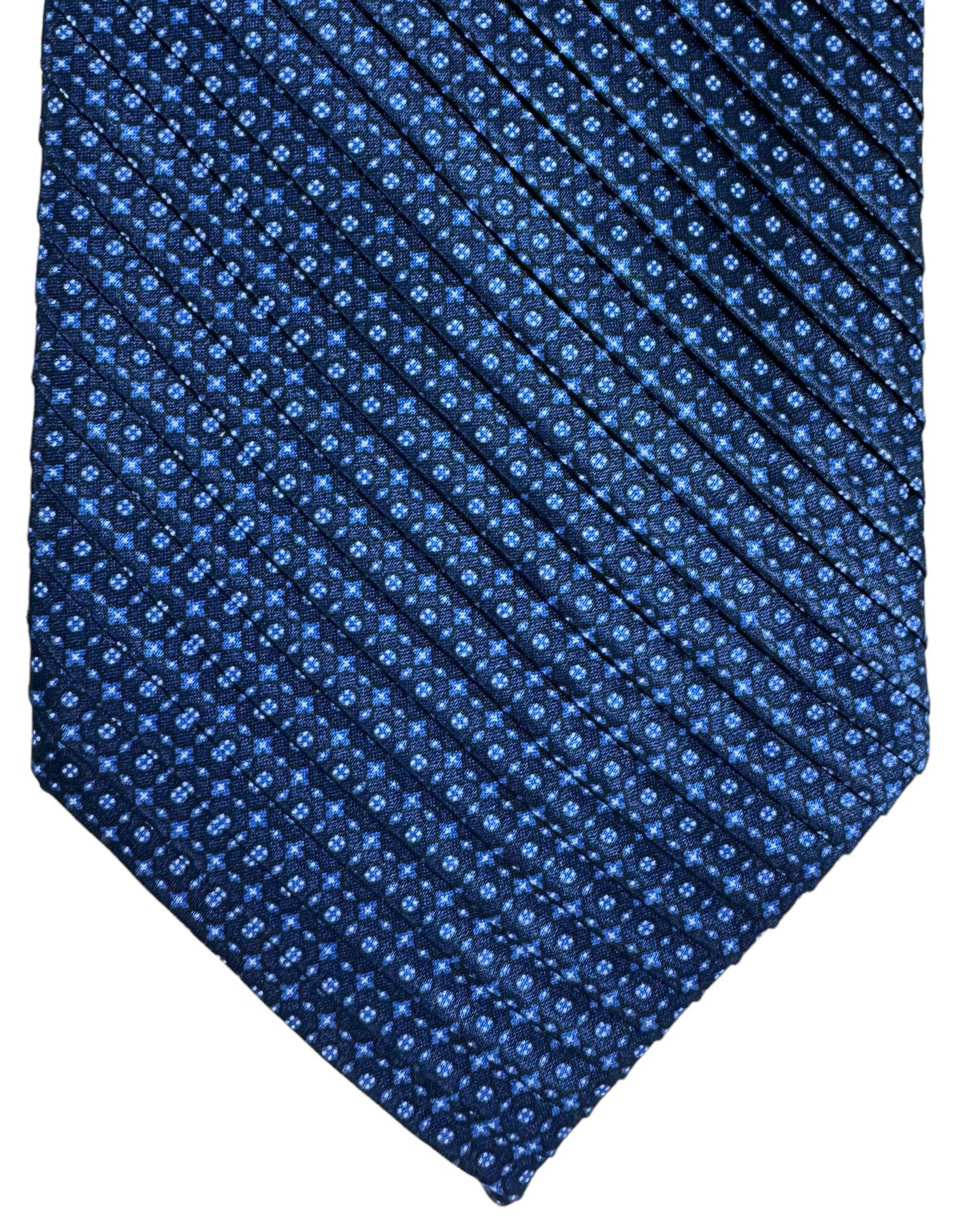 Stefano Ricci Pleated Silk Tie Navy Design
