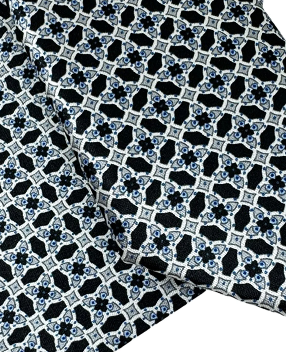 Stefano Ricci Silk Tie Black Silver Dark Blue Micro Pattern