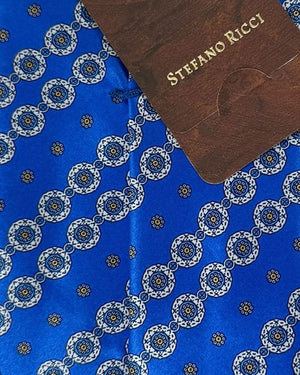 Stefano Ricci Silk Tie Royal Blue Patterned Stripes