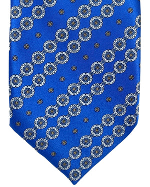 Stefano Ricci Silk Tie Royal Blue Mini Floral Stripes Design