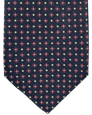 Stefano Ricci Silk Tie Black Blue Bordeaux Micro Pattern Design