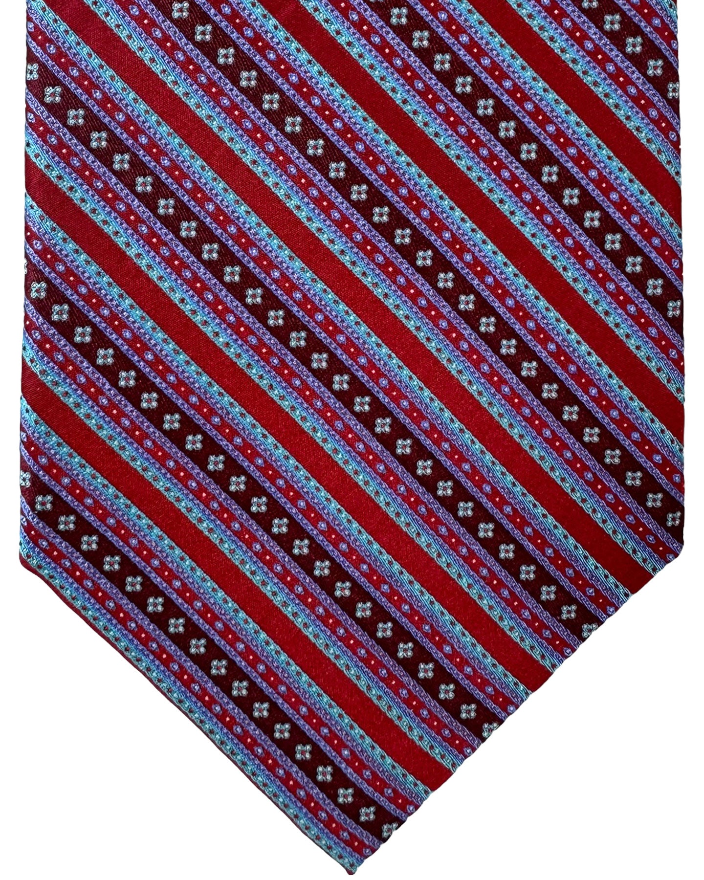 Stefano Ricci Silk Tie Maroon Royal Blue Stripes Design