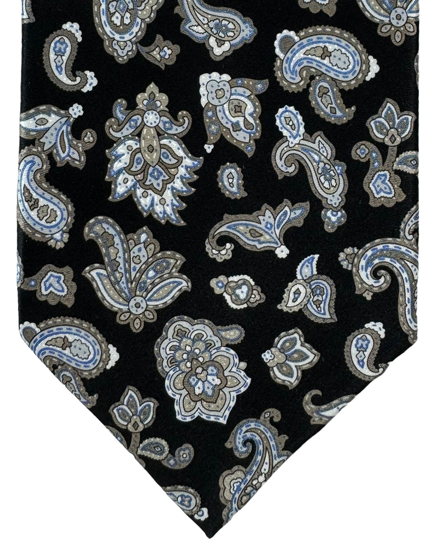 Stefano Ricci Tie Black Taupe Paisley Ornamental