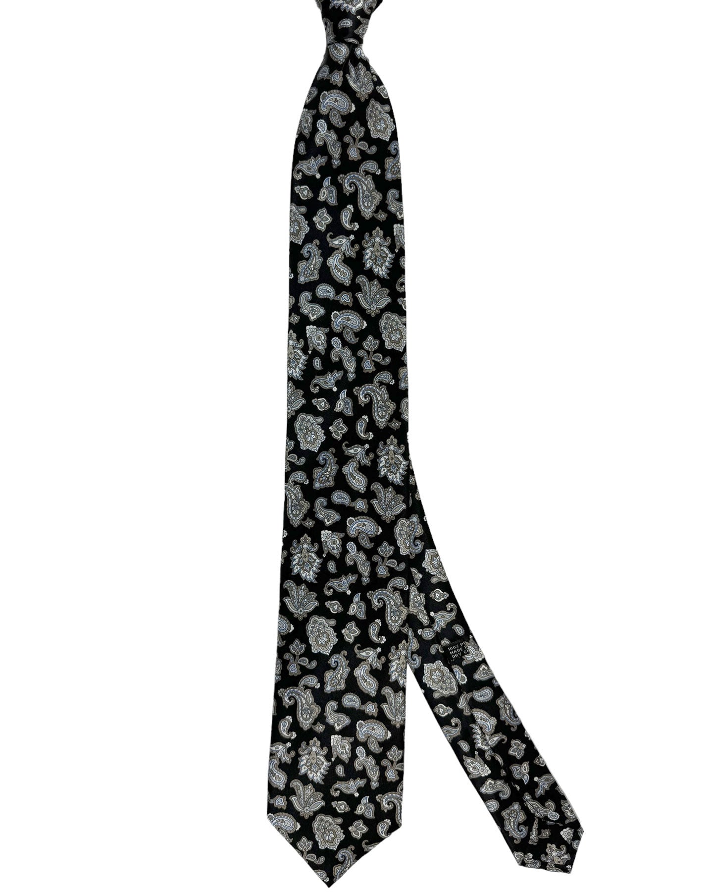 Stefano Ricci Tie Black Taupe Paisley Ornamental