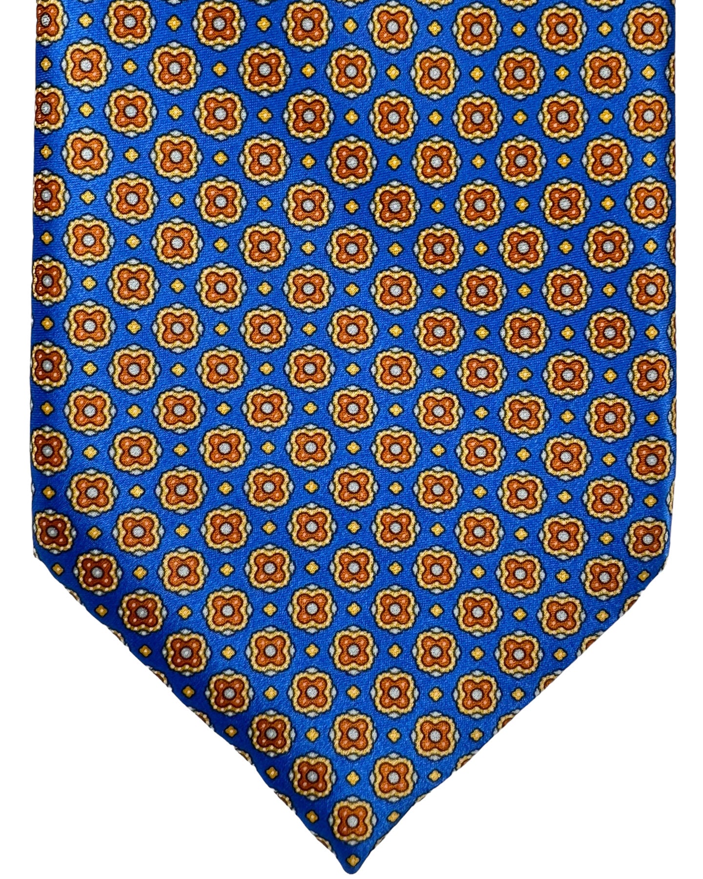 Stefano Ricci Tie Royal Blue Orange Mini Medallions Design