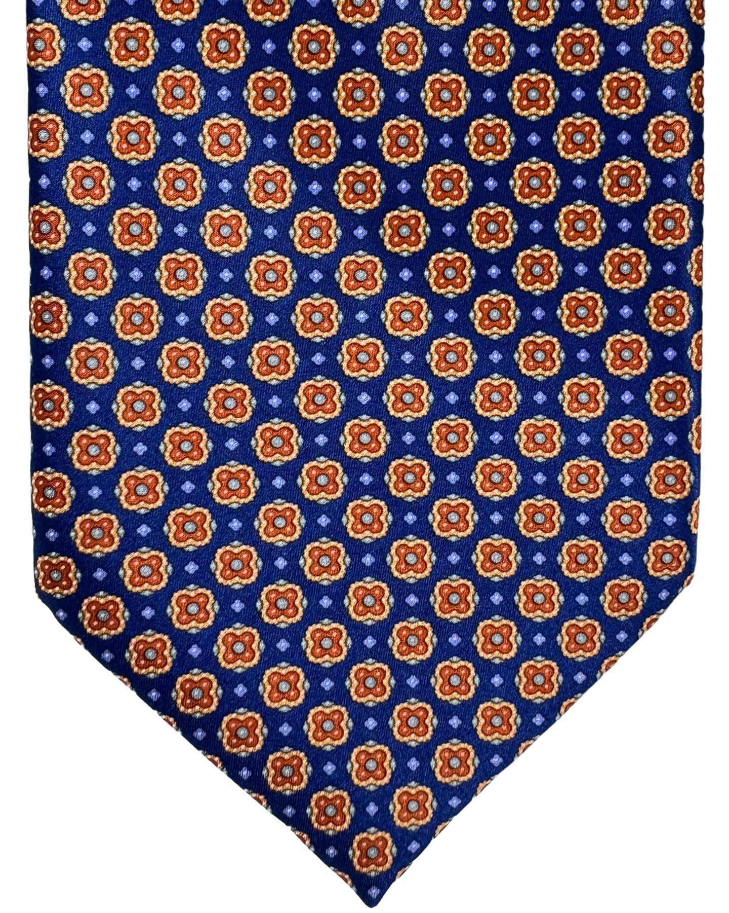Stefano Ricci Tie Dark Lapis Blue Orange Mini Medallions Design