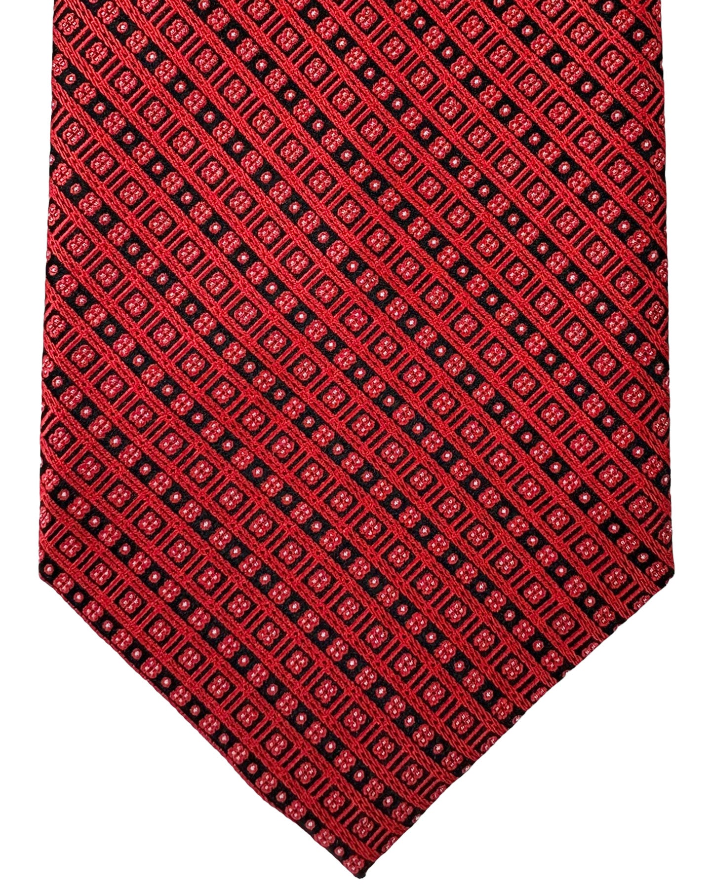 Stefano Ricci Tie Black Red Micro Pattern Design