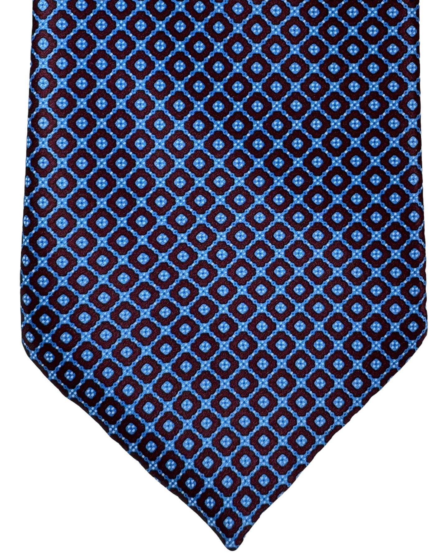 Stefano Ricci Tie Maroon Blue Micro Pattern Design
