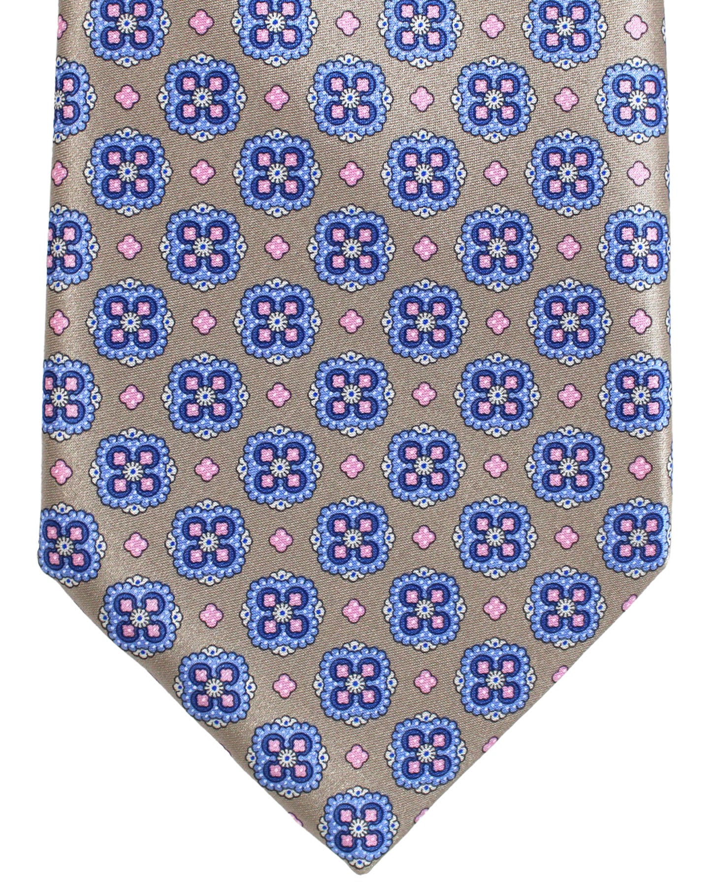 Stefano Ricci Silk Tie Gray Pink Blue Medallions