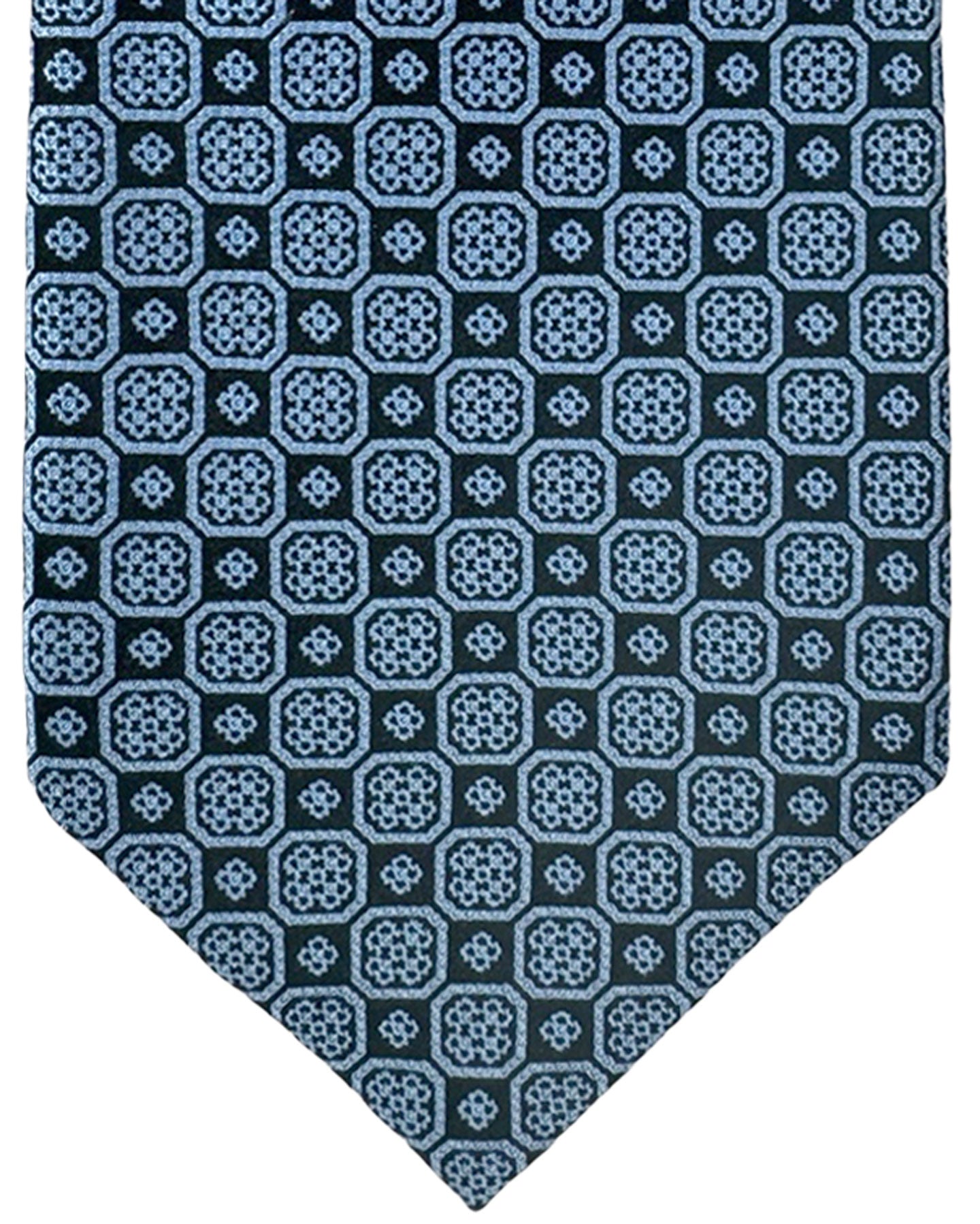 Stefano Ricci Silk Tie Black Blue Gray Mini Geometric Design