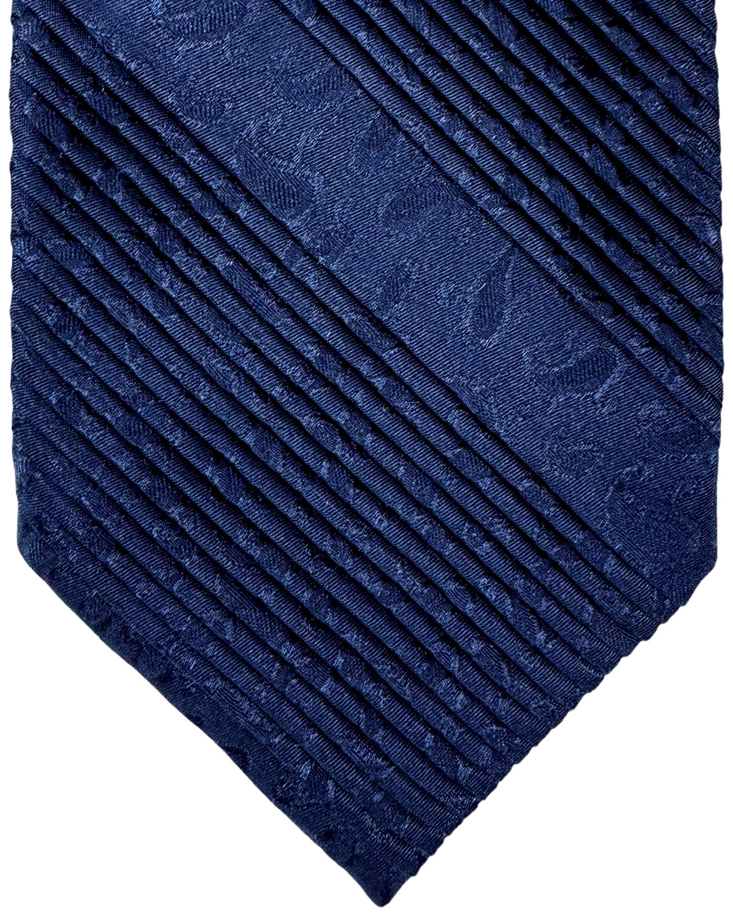 Stefano Ricci Tie Midnight Blue Paisley - Pleated Silk