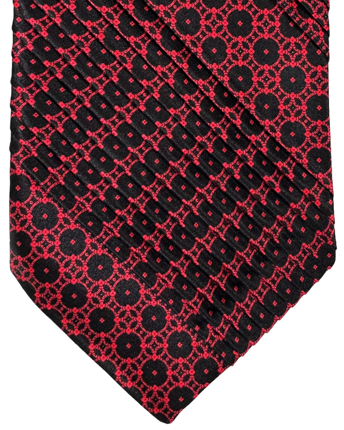 Stefano Ricci Tie Black Purple Red Geometric - Pleated Silk