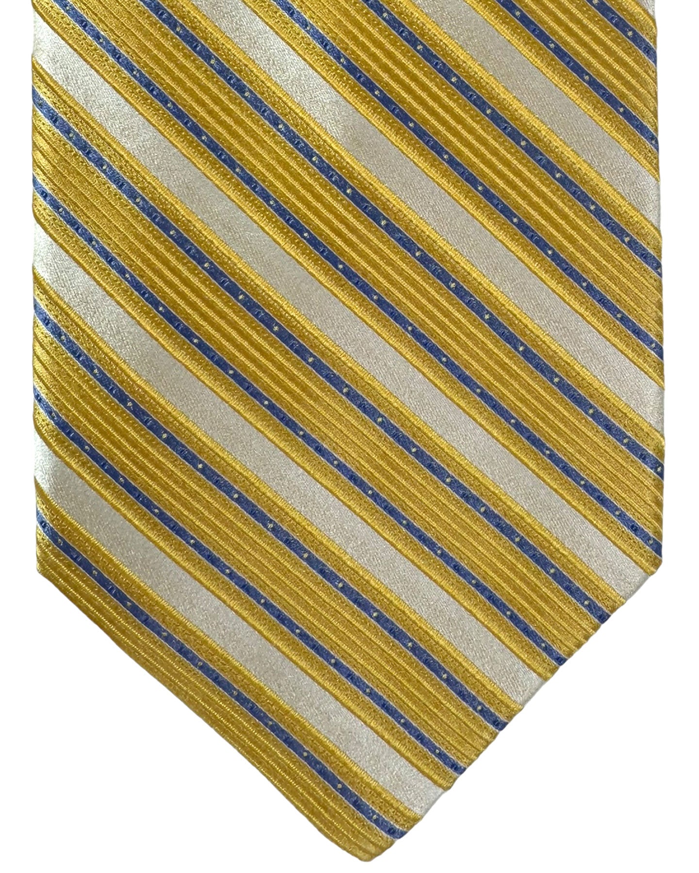 Stefano Ricci Silk Tie Silver Gold Blue Stripes