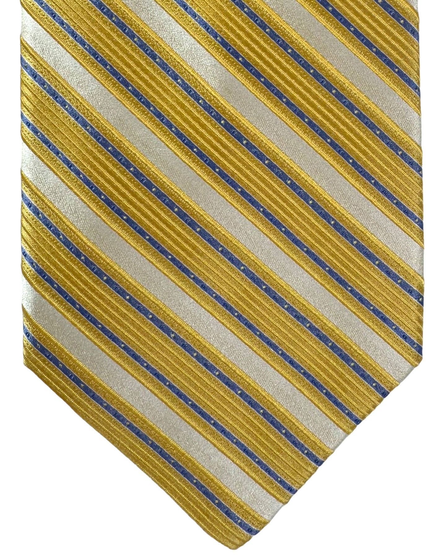 Stefano Ricci Silk Tie Silver Gold Blue Stripes