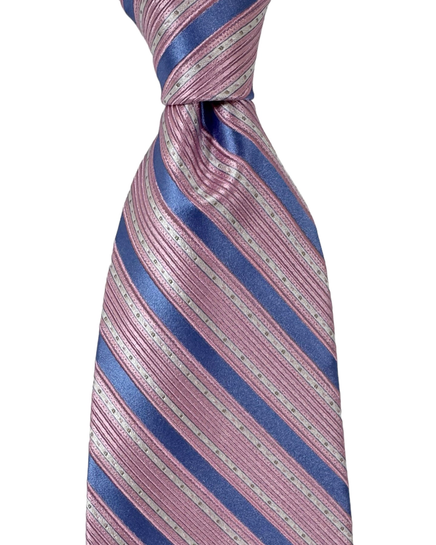 Stefano Ricci Silk Tie Pink Periwinkle Stripes