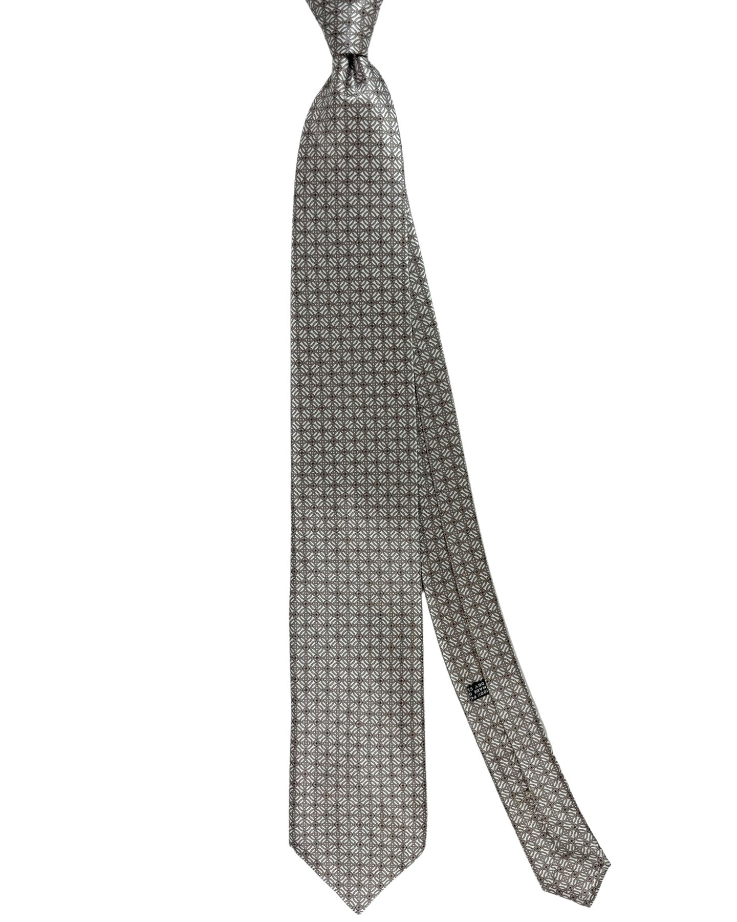 Stefano Ricci Silk Tie Silver Taupe Geometric