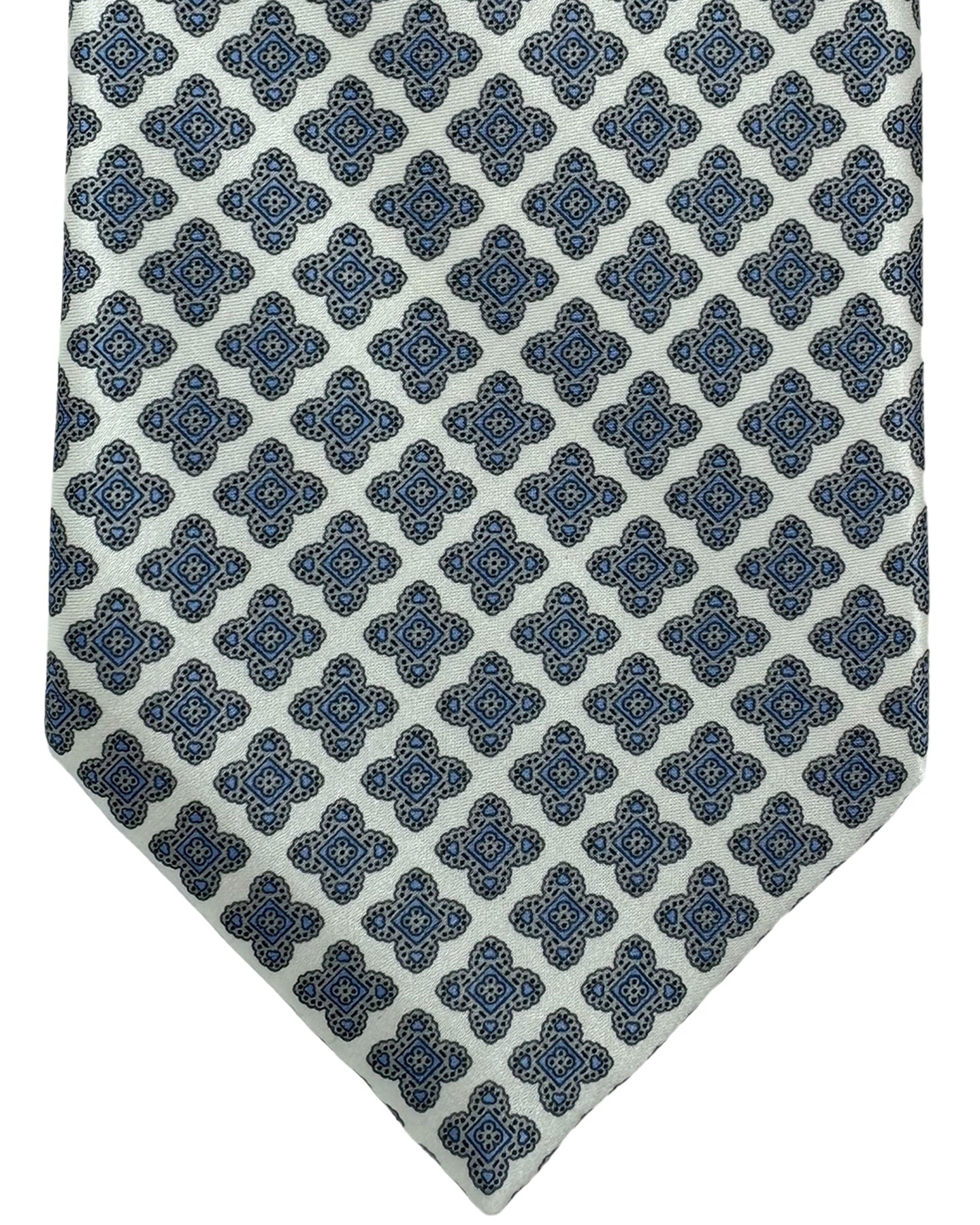 Stefano Ricci Tie Silver Blue Gray Medallions