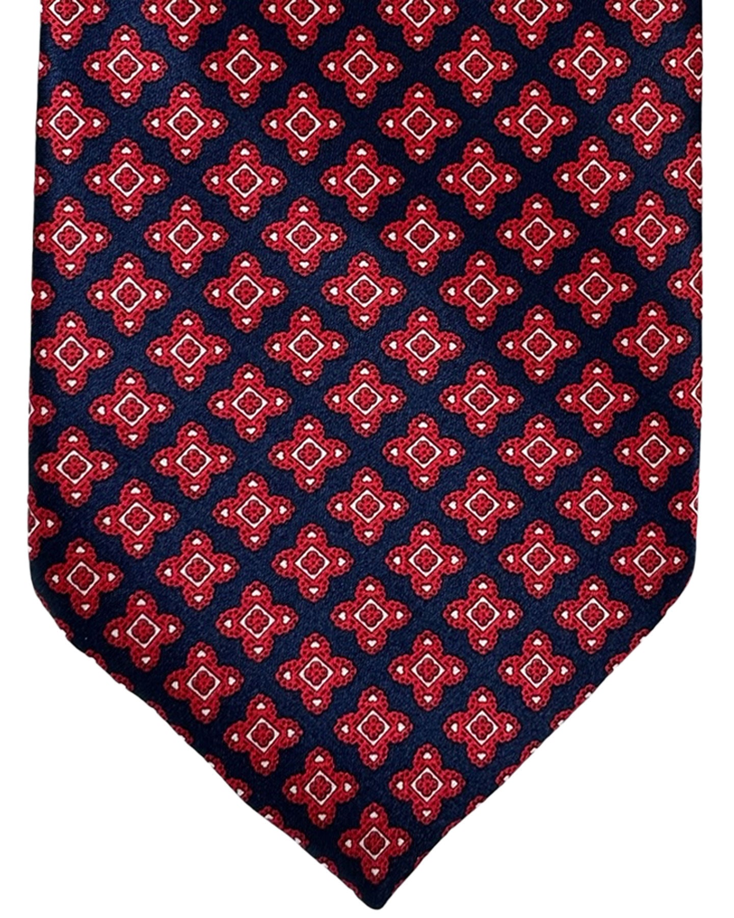 Stefano Ricci Silk Tie Midnight Blue Red Mini Medallions