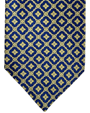 Stefano Ricci Silk Tie Midnight Blue Taupe Mini Medallions