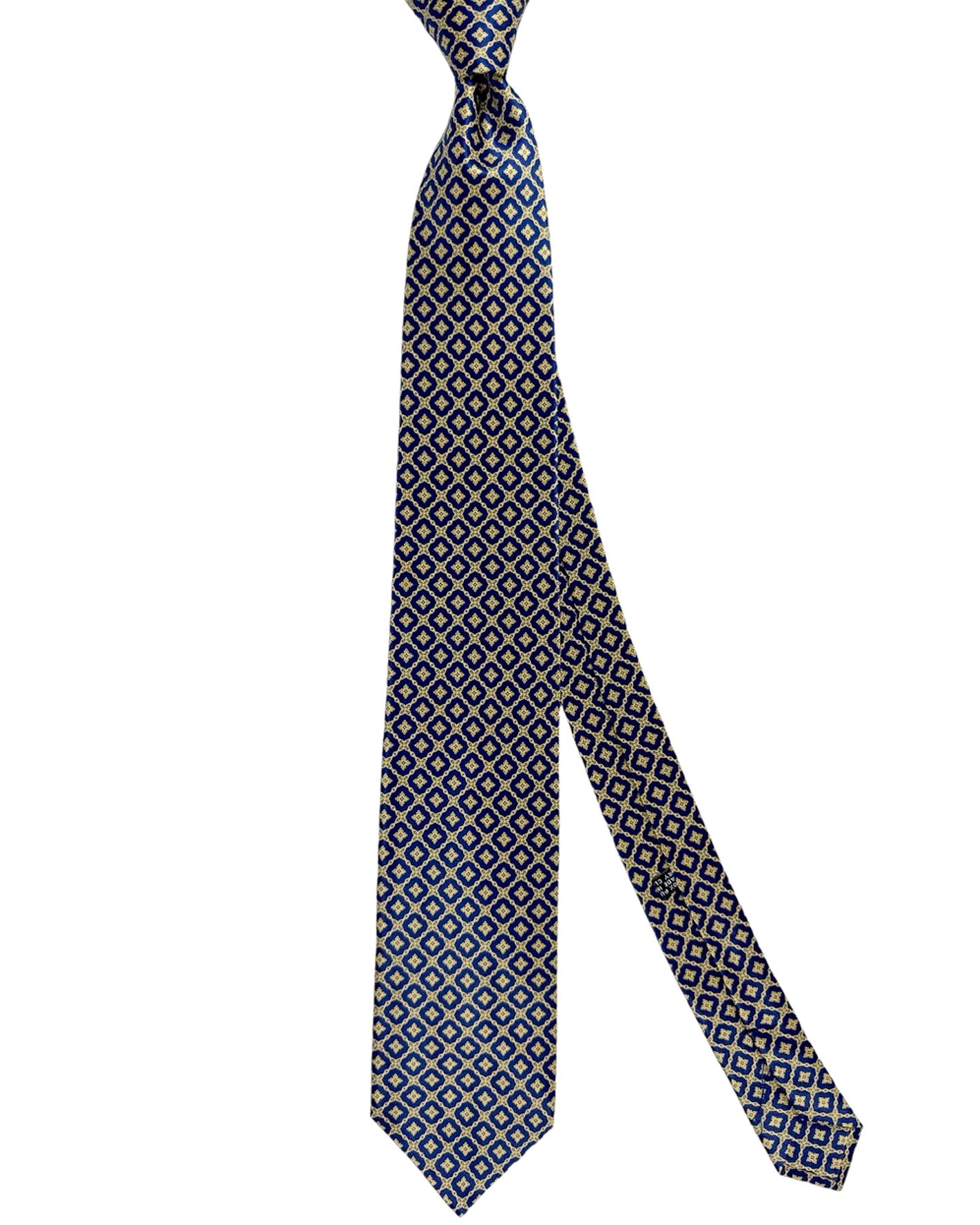 Stefano Ricci Silk Tie Midnight Blue Taupe Mini Medallions