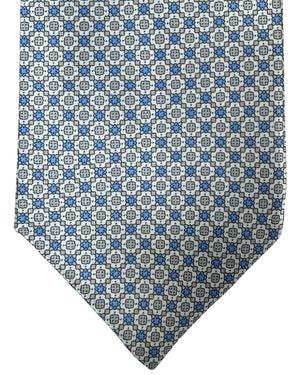 Stefano Ricci Tie Silver Gray Blue Geometric Design