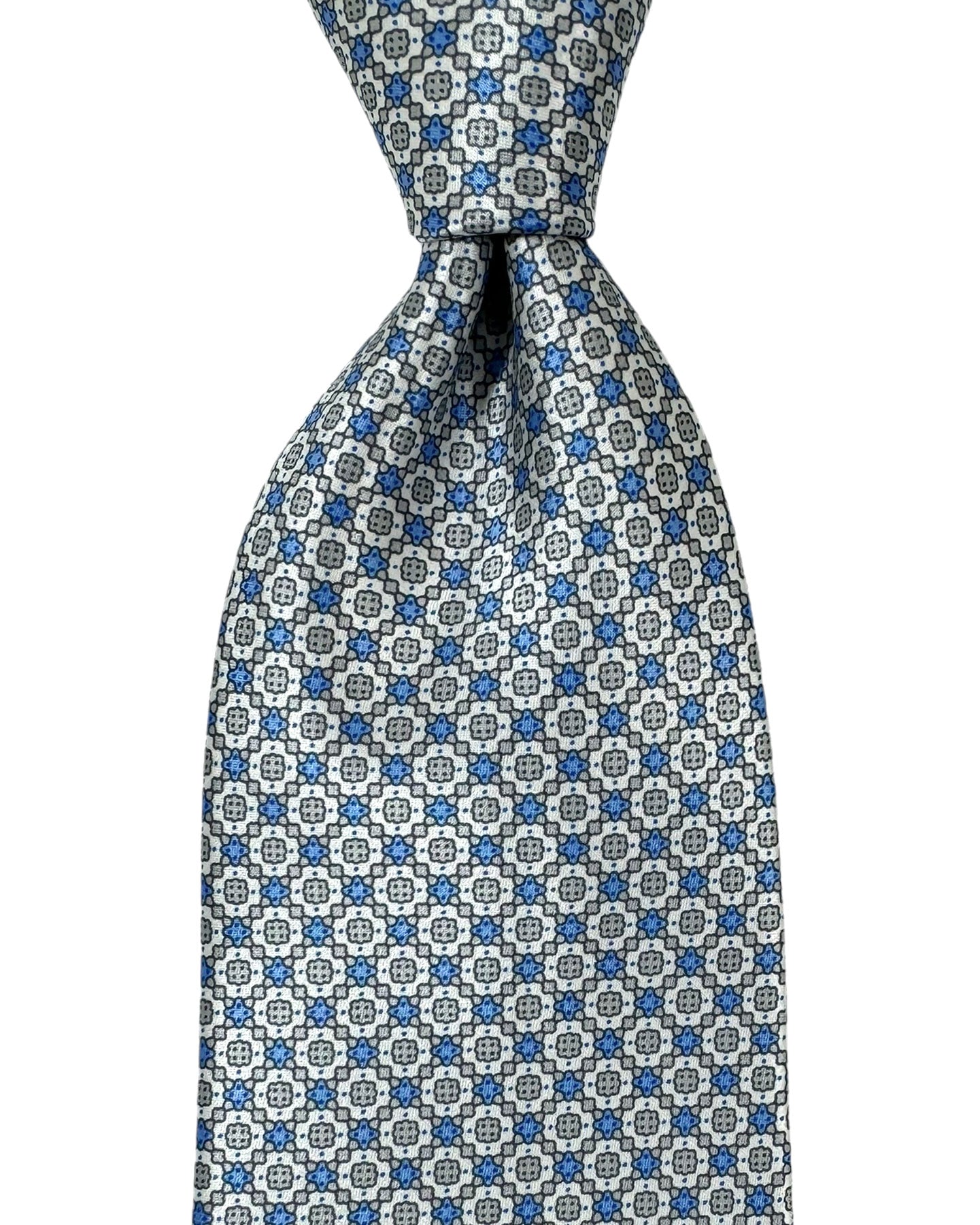 Stefano Ricci Tie Silver Gray Blue Geometric Design