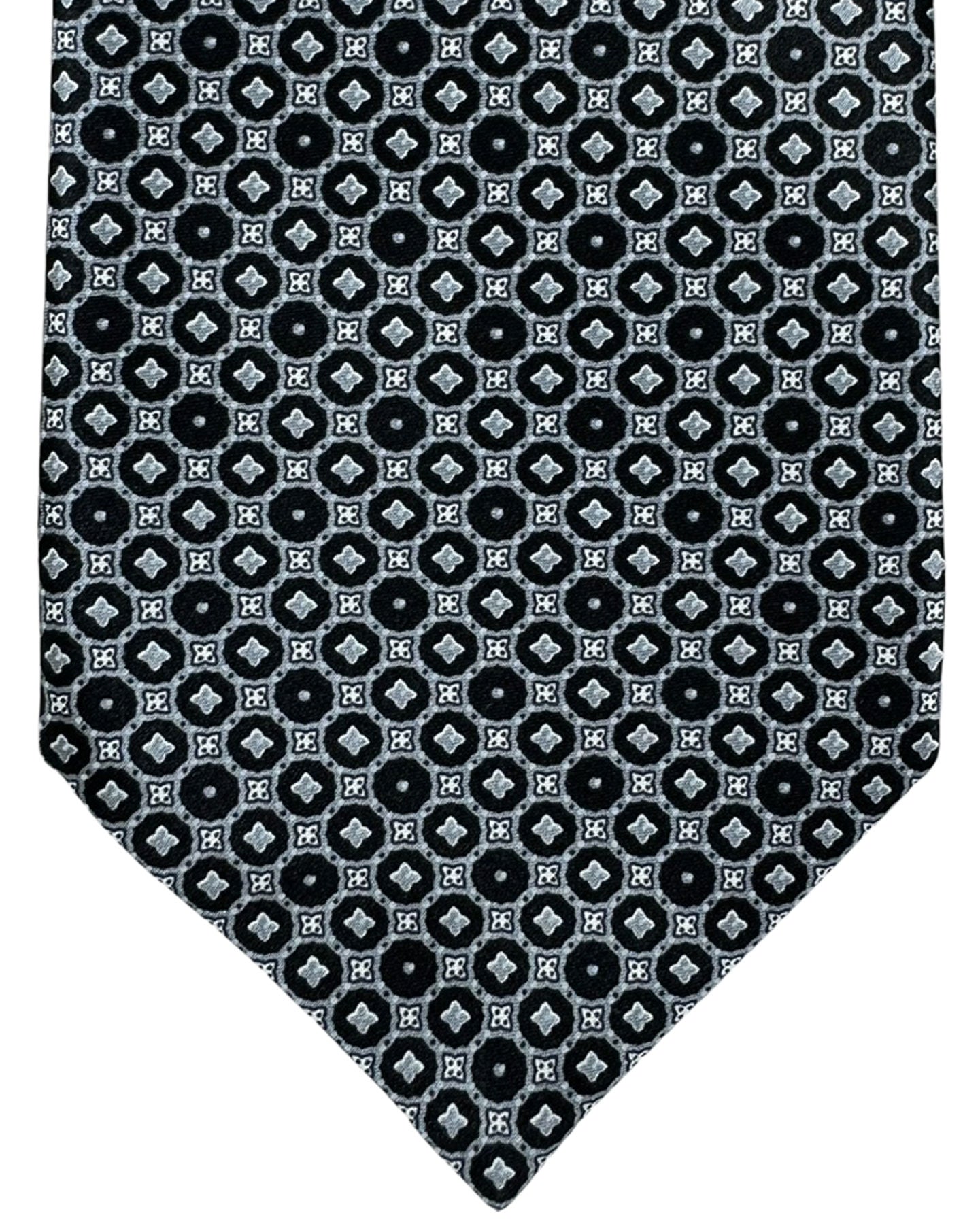 Stefano Ricci Silk Tie Black Gray Geometric