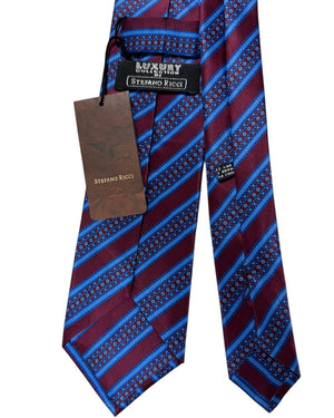 Stefano Ricci Tie Maroon Blue Stripes