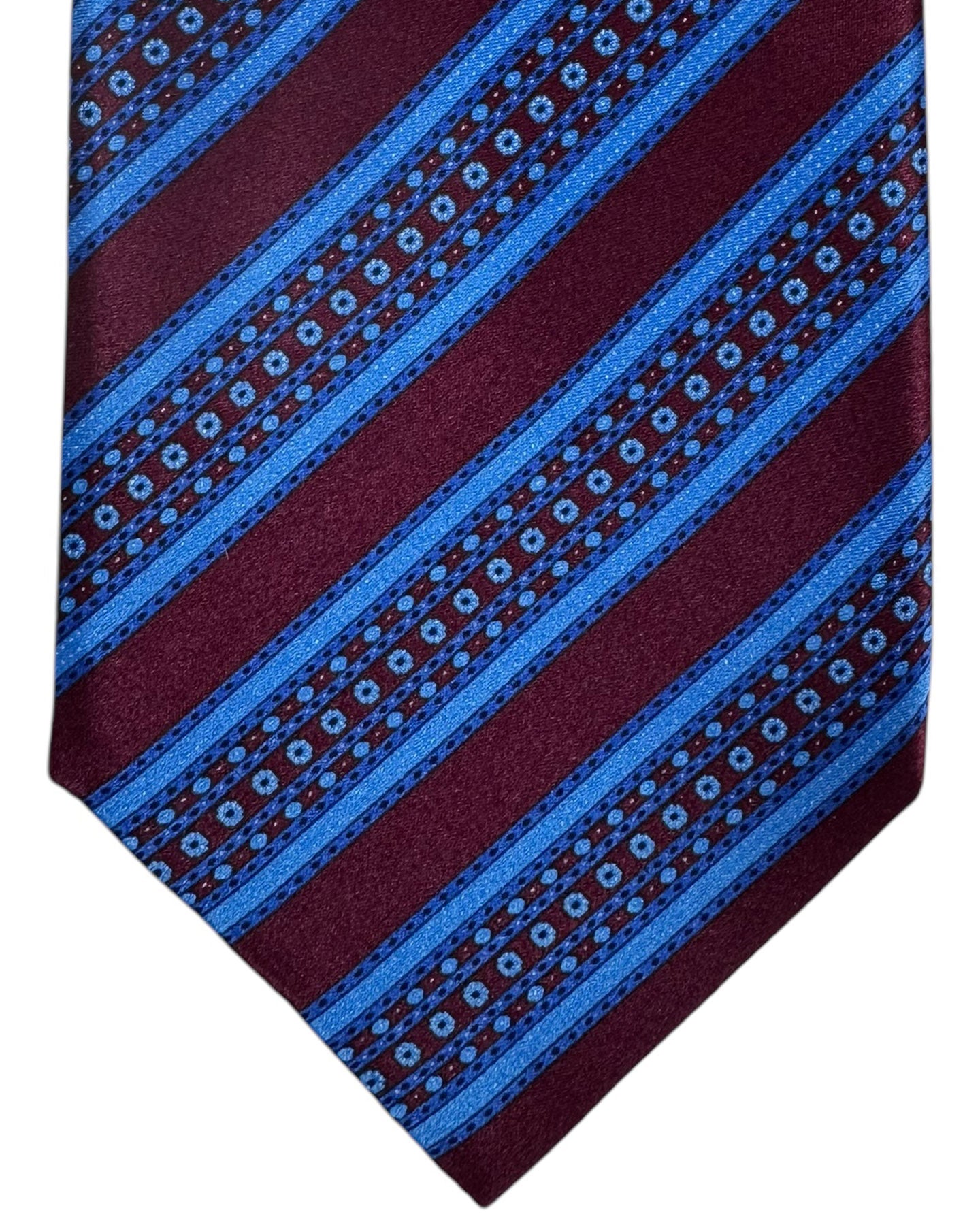 Stefano Ricci Tie Maroon Blue Stripes
