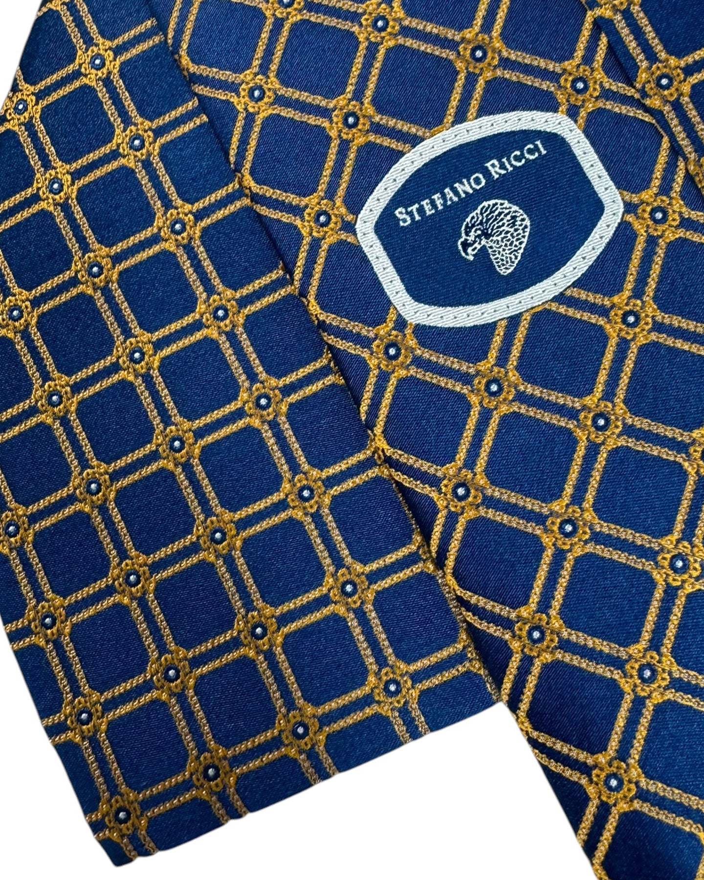 Stefano Ricci Silk Tie Navy Rust Orange Design