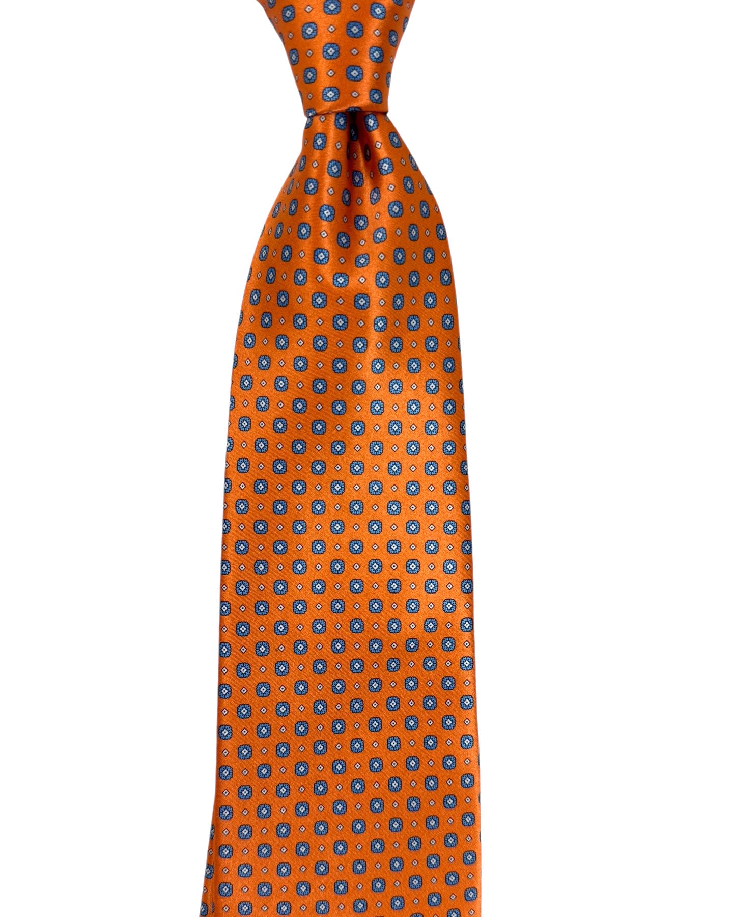 Stefano Ricci Silk Tie Orange Blue Mini Medallions