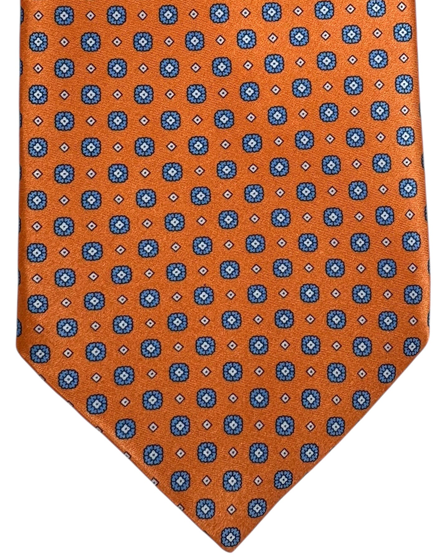 Stefano Ricci Silk Tie Orange Blue Mini Medallions