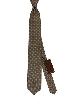 Stefano Ricci Tie Taupe-Brown Silver Lavender Geometric