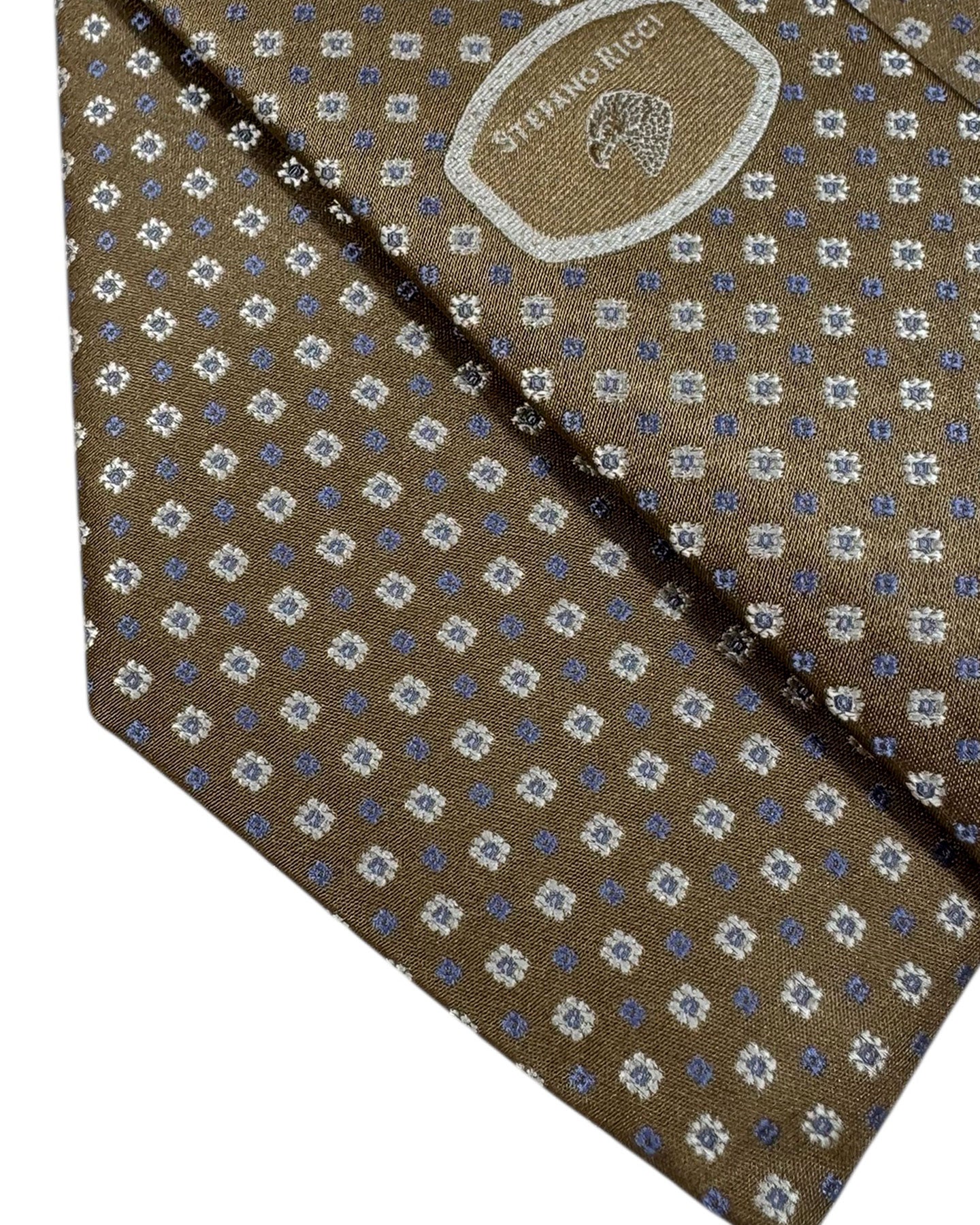 Stefano Ricci Tie Taupe-Brown Lavender Geometric