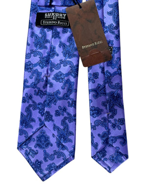 Stefano Ricci Silk Tie Lilac Dark Blue Ornamental - New Collection