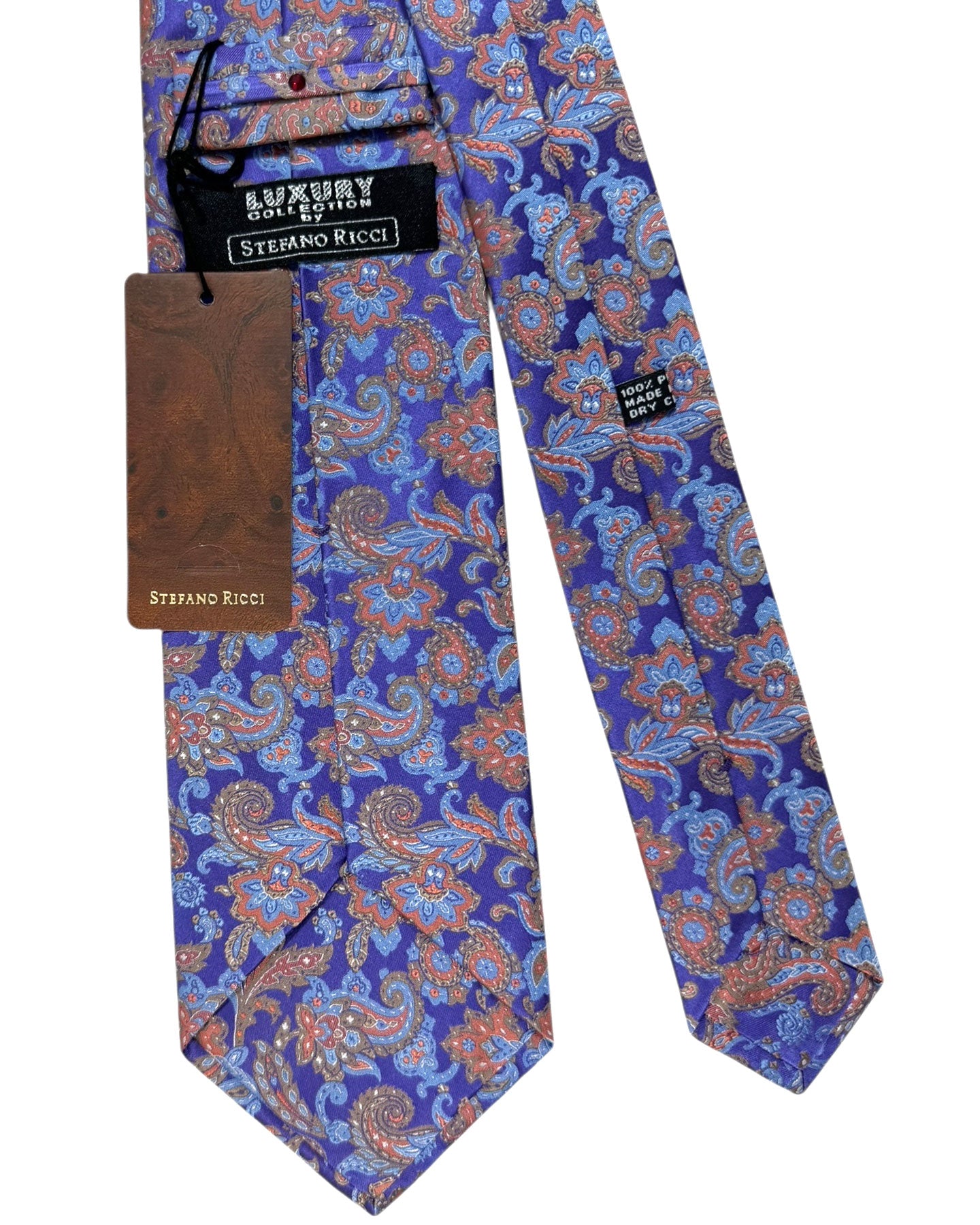Stefano Ricci Silk Tie Purple Orange Taupe Paisley - Jacquard Woven Silk