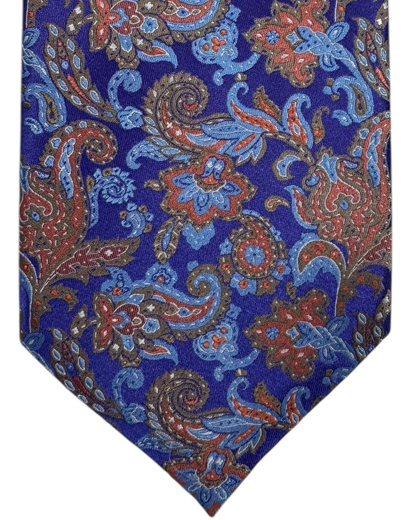 Stefano Ricci Silk Tie Purple Orange Taupe Paisley - Jacquard Woven Silk
