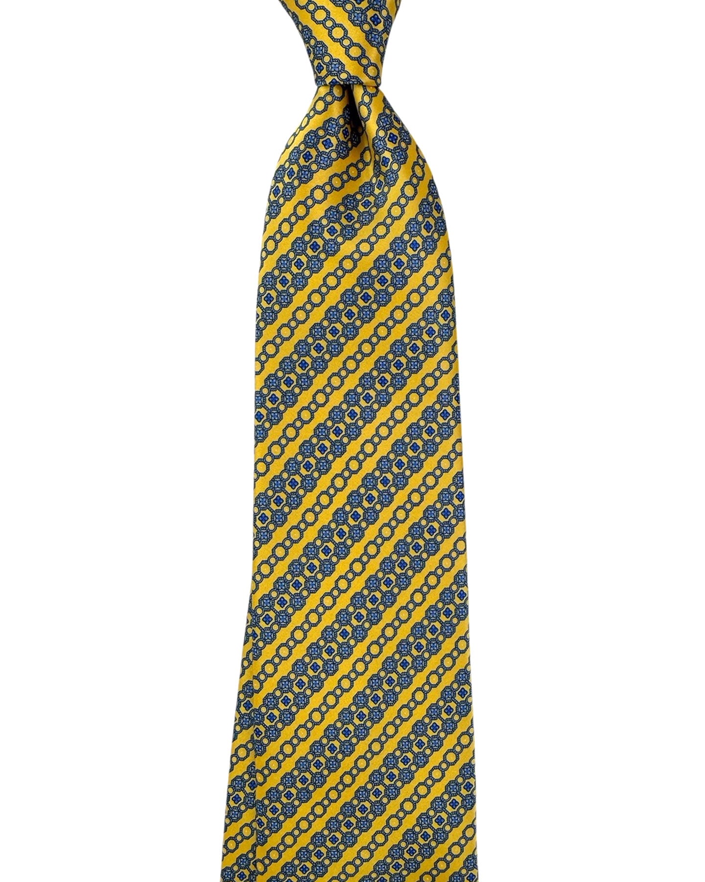 Stefano Ricci Silk Tie Yellow Blue Patterned Stripes