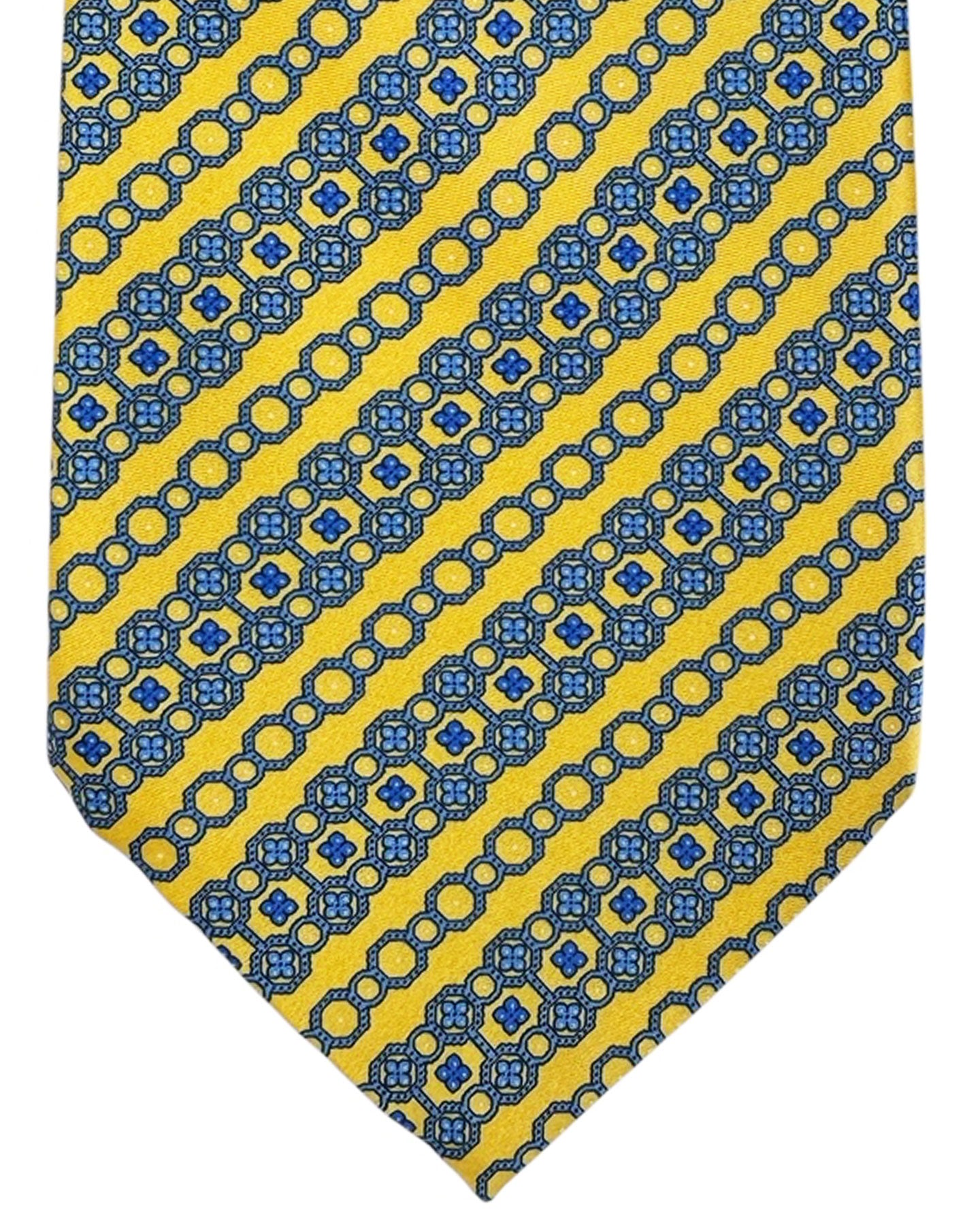Stefano Ricci Silk Tie Yellow Blue Patterned Stripes