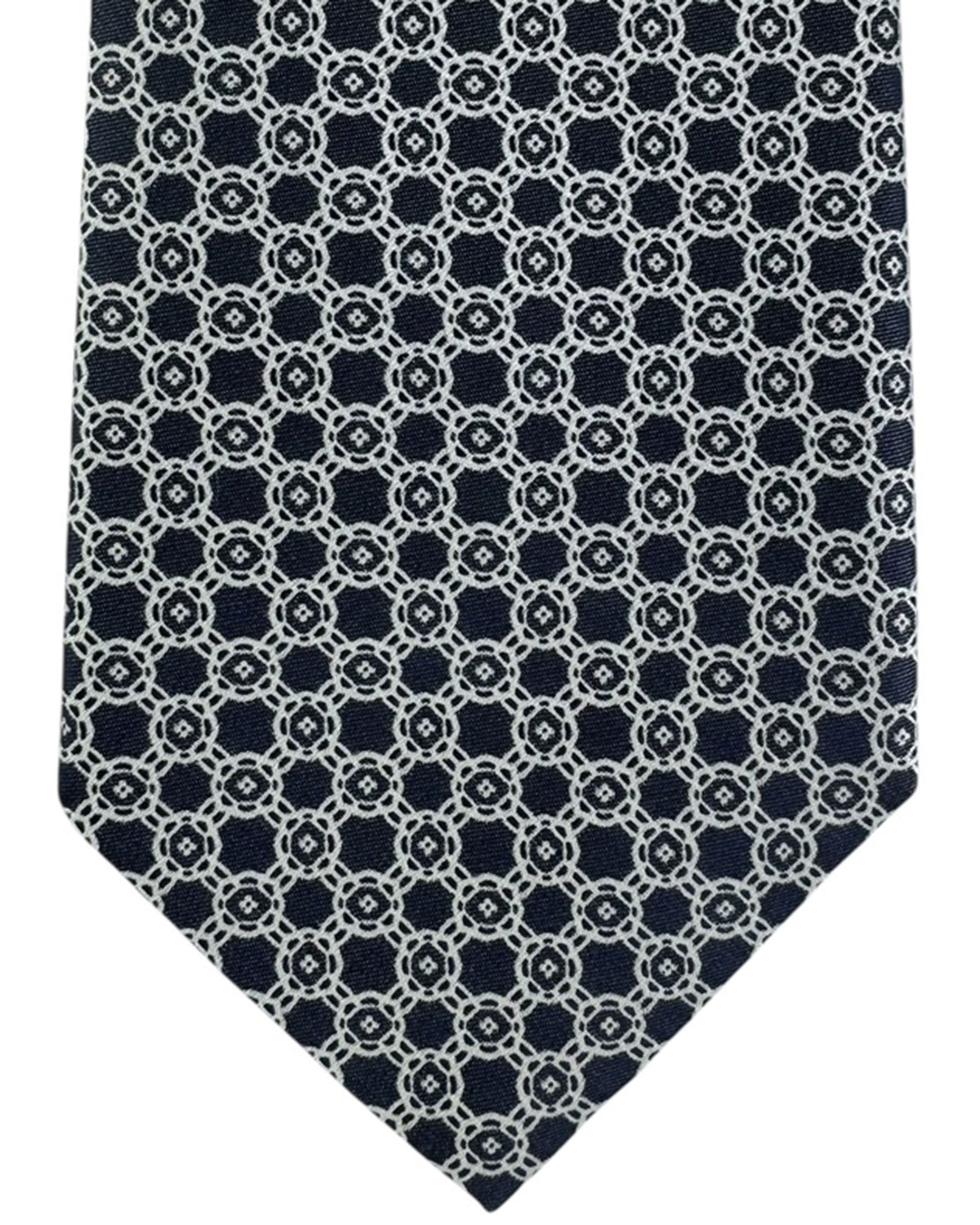 Stefano Ricci Tie Midnight Blue Silver Geometric Design