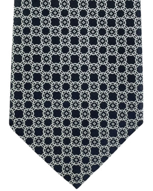 Stefano Ricci Tie Midnight Blue Silver Geometric Design
