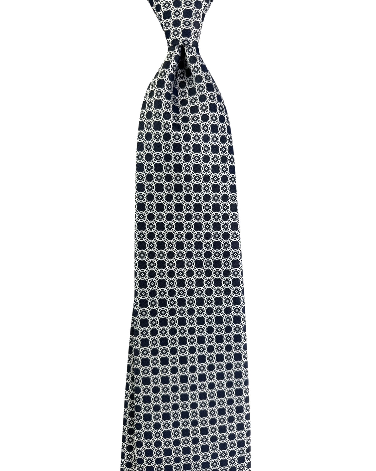 Stefano Ricci Tie Midnight Blue Silver Geometric Design