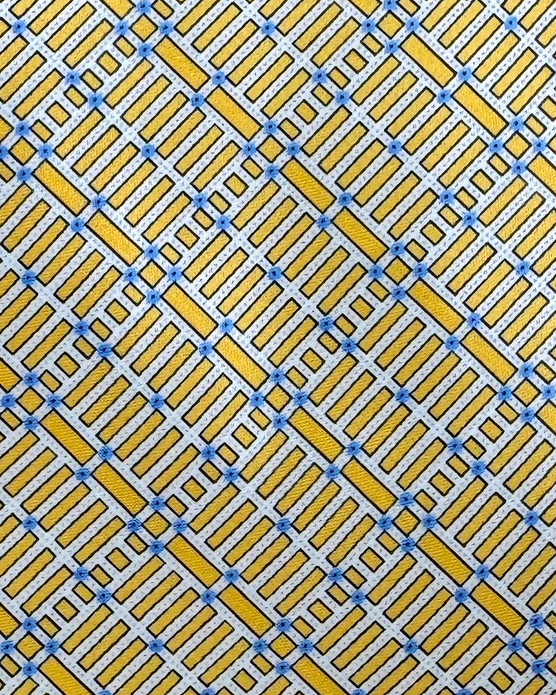 Stefano Ricci Silk Tie Silver Orange-Gold Blue Pattern