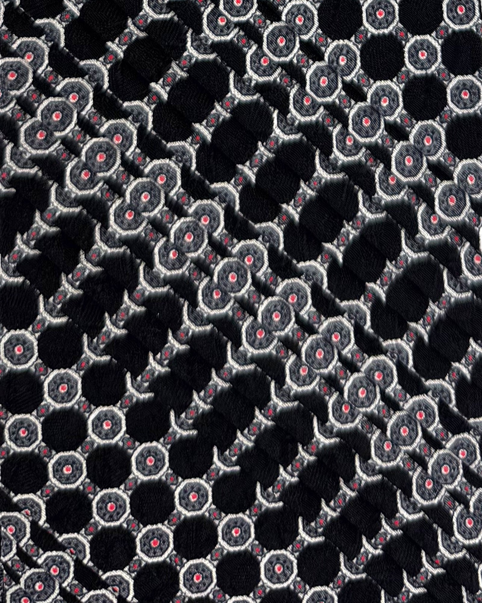 Stefano Ricci Silk Tie Black Grey Octagon Micro Pattern