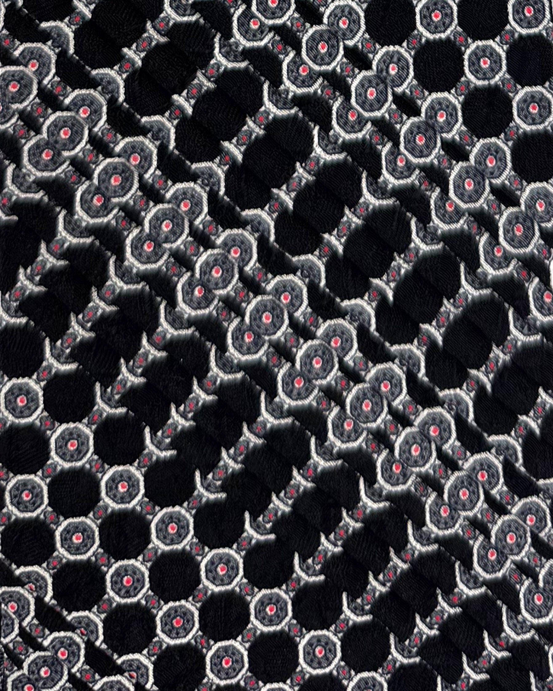 Stefano Ricci Silk Tie Black Grey Octagon Micro Pattern
