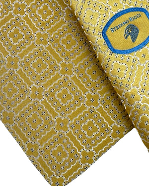 Stefano Ricci Tie Mustard Gold Medallion Pattern