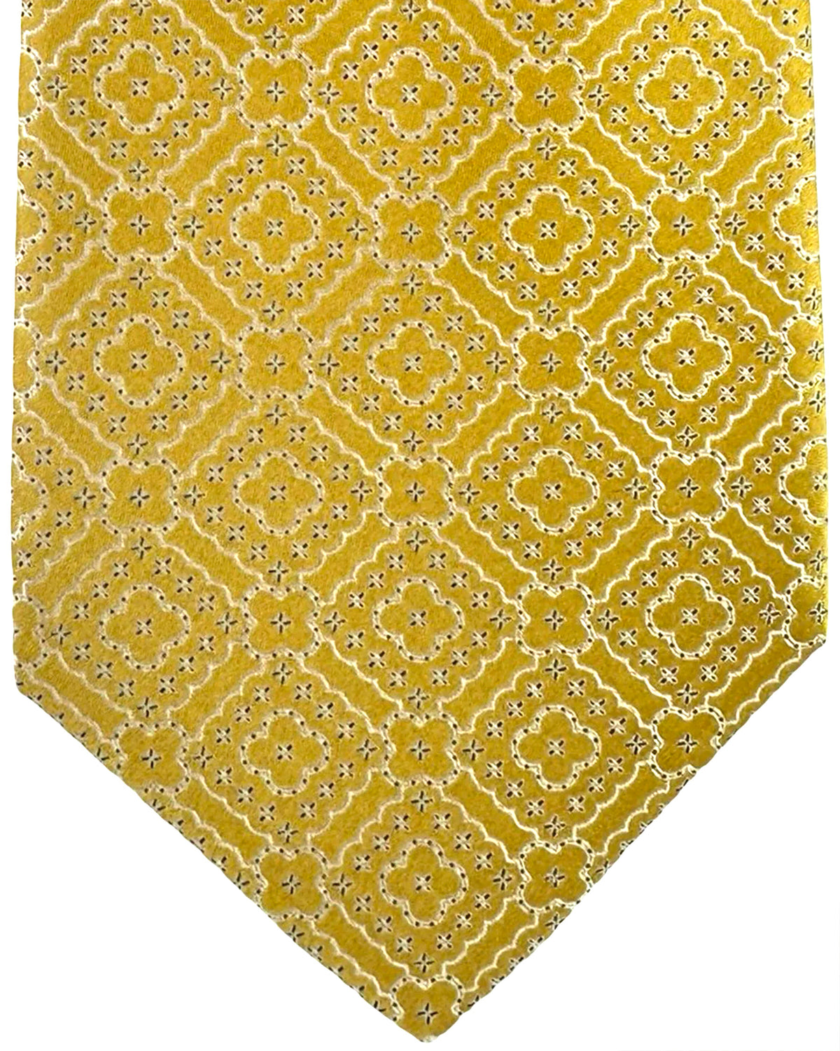 Stefano Ricci Silk Tie Mustard Gold Medallion Pattern